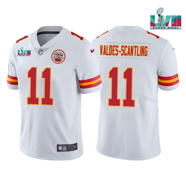 Kansas City Chiefs #11 Marquez Valdes-Scantling White Super Bowl LVII Patch Vapor Untouchable Limited Stitched Jersey - Zenithce