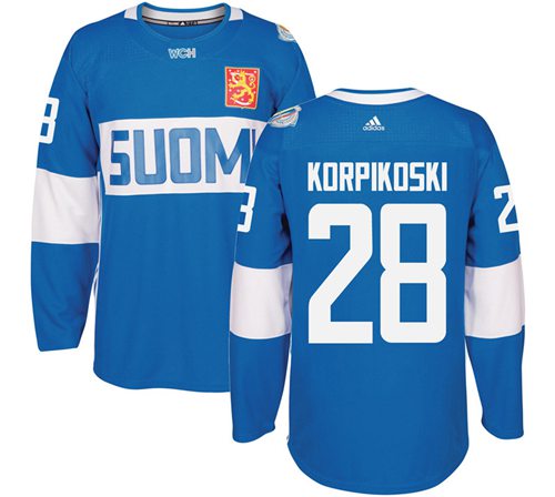 Team Finland #28 Lauri Korpikoski Blue 2016 World Cup Stitched Jersey - Zenithce