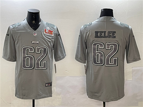 Philadelphia Eagles #62 Jason Kelce Gray 2025 Super Bowl LIX Patch Atmosphere Fashion Vapor Untouchable Limited Stitched Jersey - Zenithce