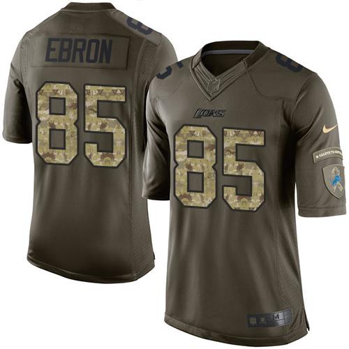 Lions #85 Eric Ebron Green Stitched Limited Salute To Service Nike Jersey - Zenithce