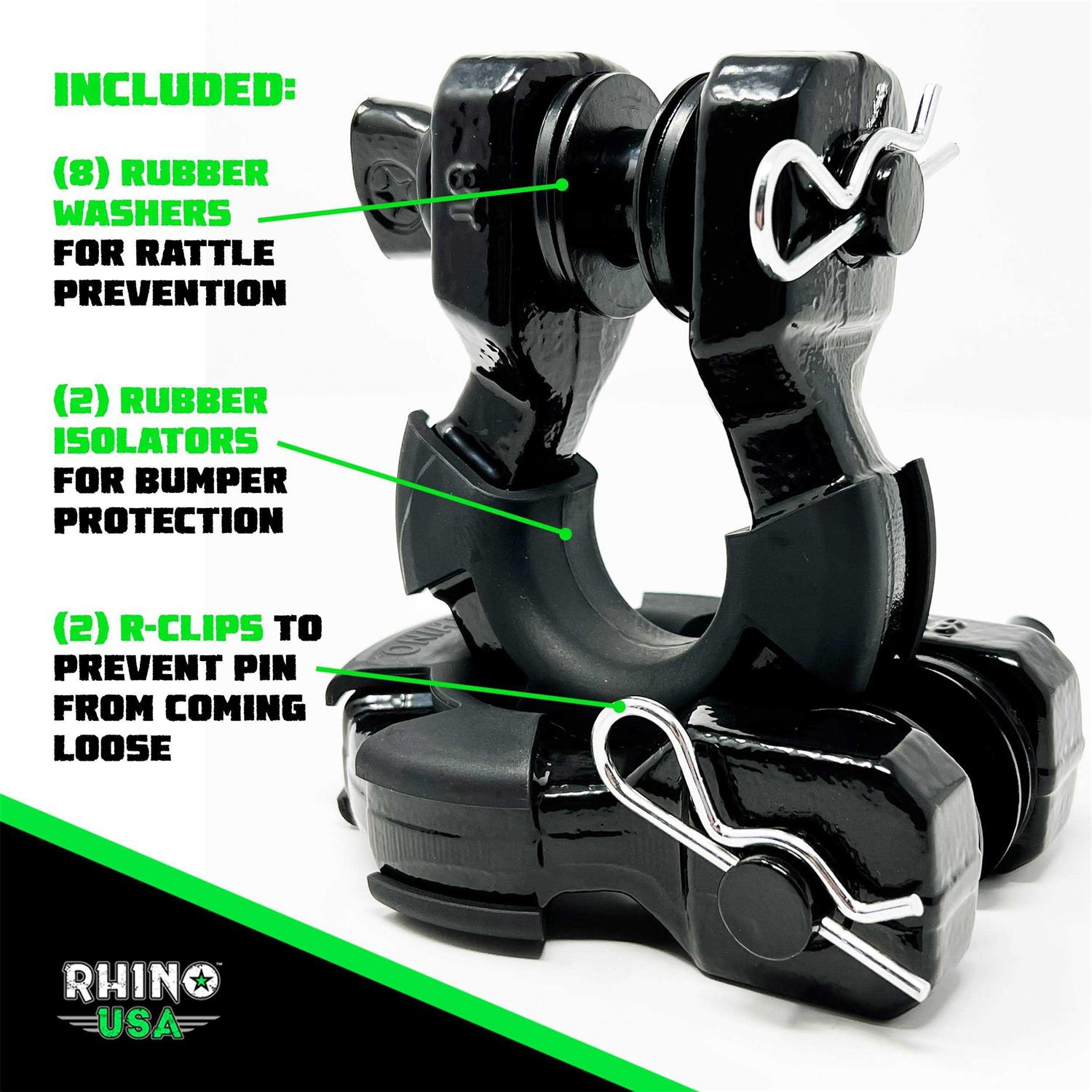 Rhino USA 3/4 inch D-Ring Shackle Set - Zenithce