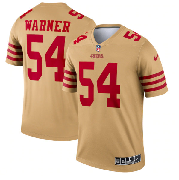 San Francisco 49ers #54 Fred Warner 2022 New Gold Inverted Legend Stitched Football Jersey - Zenithce