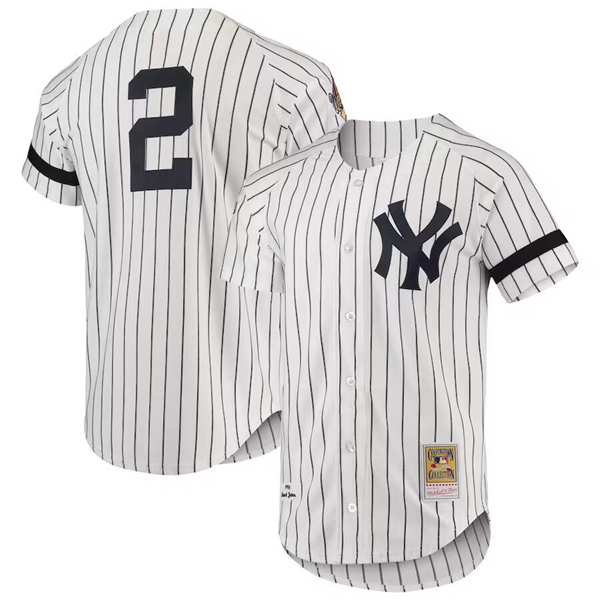 New York Yankees #2 Derek Jeter White 1996 Mitchell Ness Cool Base Stitched Jersey - Zenithce