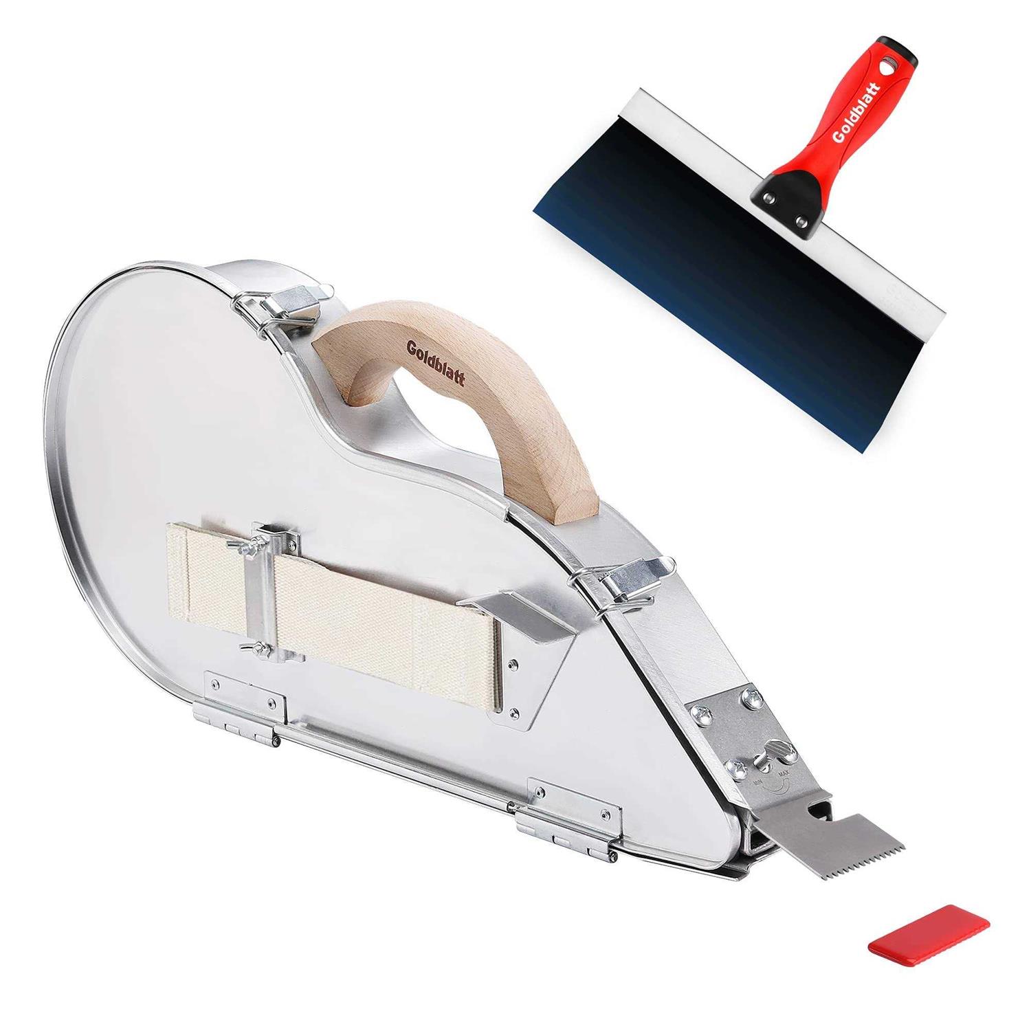 Goldblatt Banjo Tape Set Drywall Taping Tools with 10 Blue Steel Taping Knife, Lightweight & Comfortable Use for Finishing and Patching - Zenithce