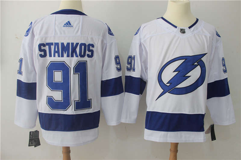Tampa Bay Lightning #91 Steve Stamkos White Stitched Adidas Jersey - Zenithce