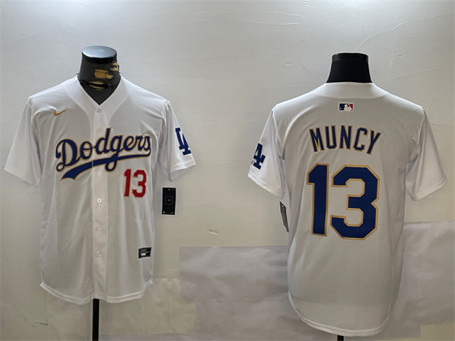 Los Angeles Dodgers #13 Max Muncy White Gold Home Limited Stitched Jersey - Zenithce