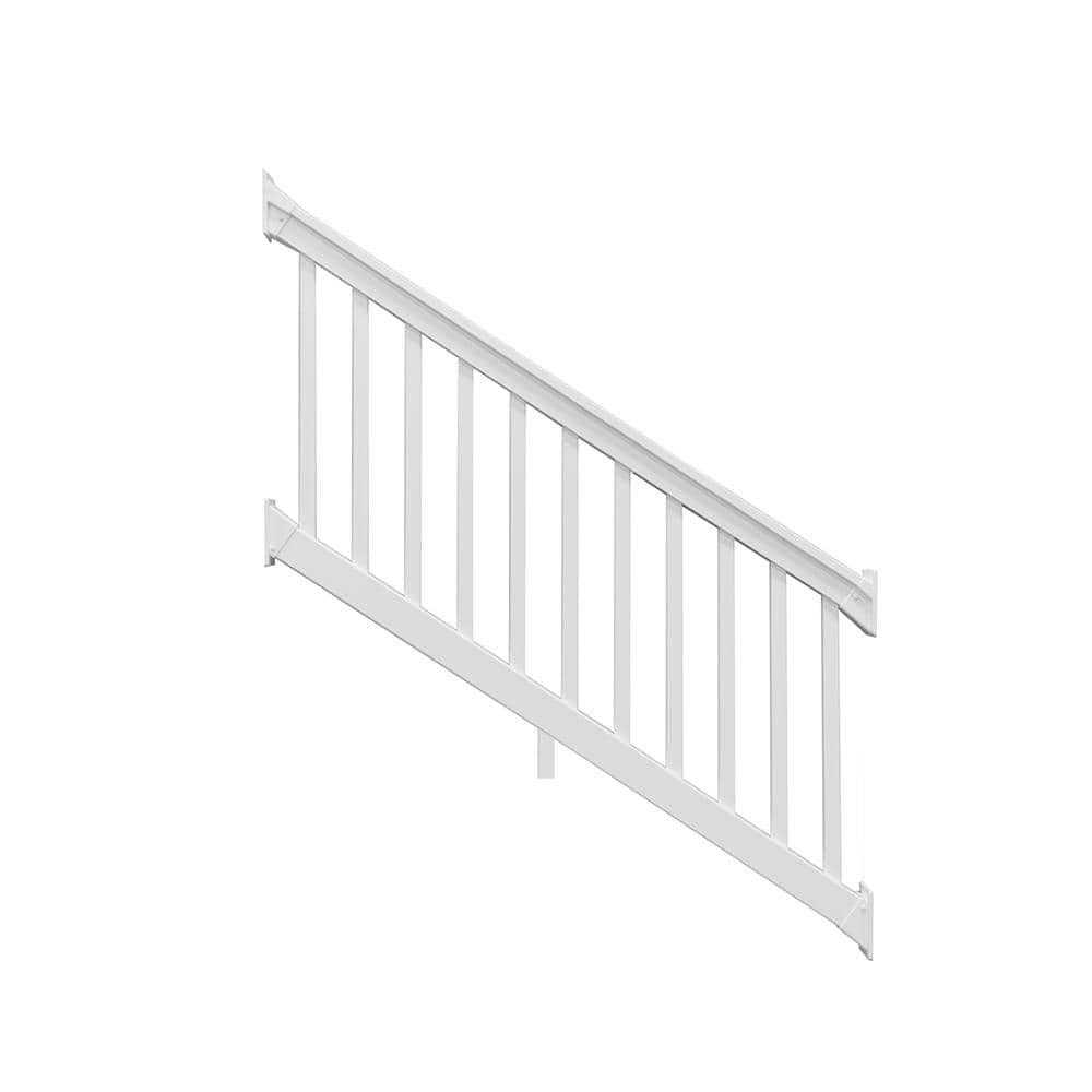 Weatherables 2-Rail Diamond 3 ft x 8 ft White Vinyl Fence Panel with 2 rails - Zenithce