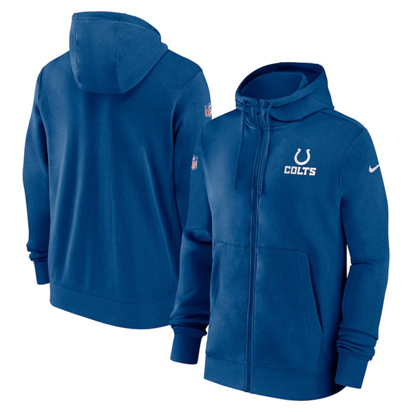 Indianapolis Colts Blue Sideline Club Performance Full-Zip Hoodie - Zenithce