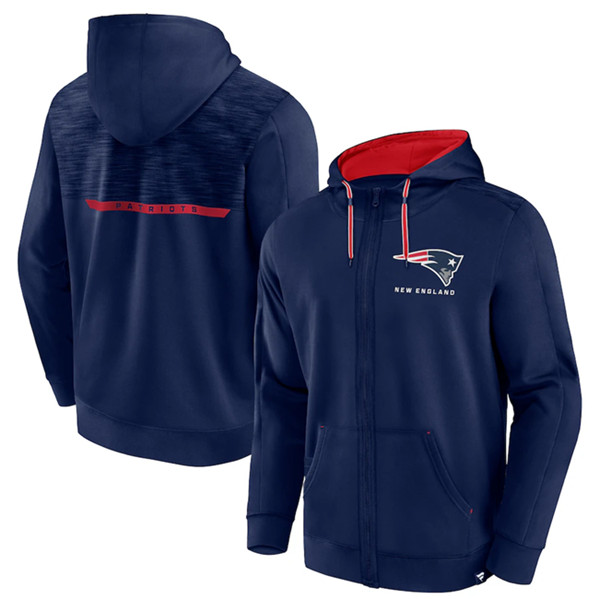 New England Patriots Navy Defender Evo Full-Zip Hoodie - Zenithce