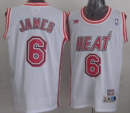 Miami Heat #6 LeBron James White Swingman Throwback Jersey - Zenithce