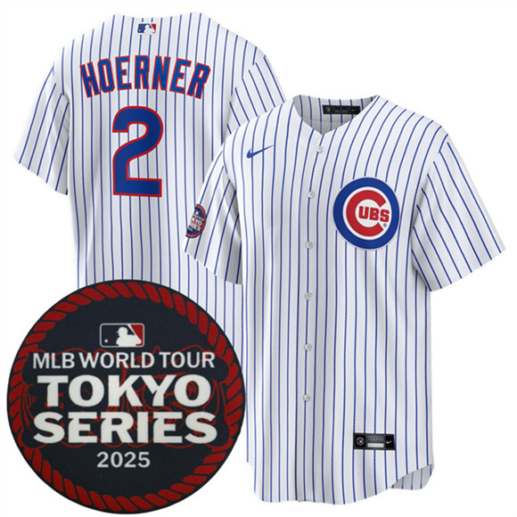 Chicago Cubs #2 Nico Hoerner White 2025 World Tour: Tokyo Series Home Stitched Jersey - Zenithce