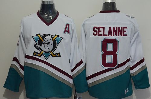 Ducks #8 Teemu Selanne White CCM Throwback Stitched Jersey - Zenithce