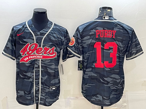 San Francisco 49ers #13 Brock Purdy Grey Camo With Patch Cool Base Stitched Jersey - Zenithce