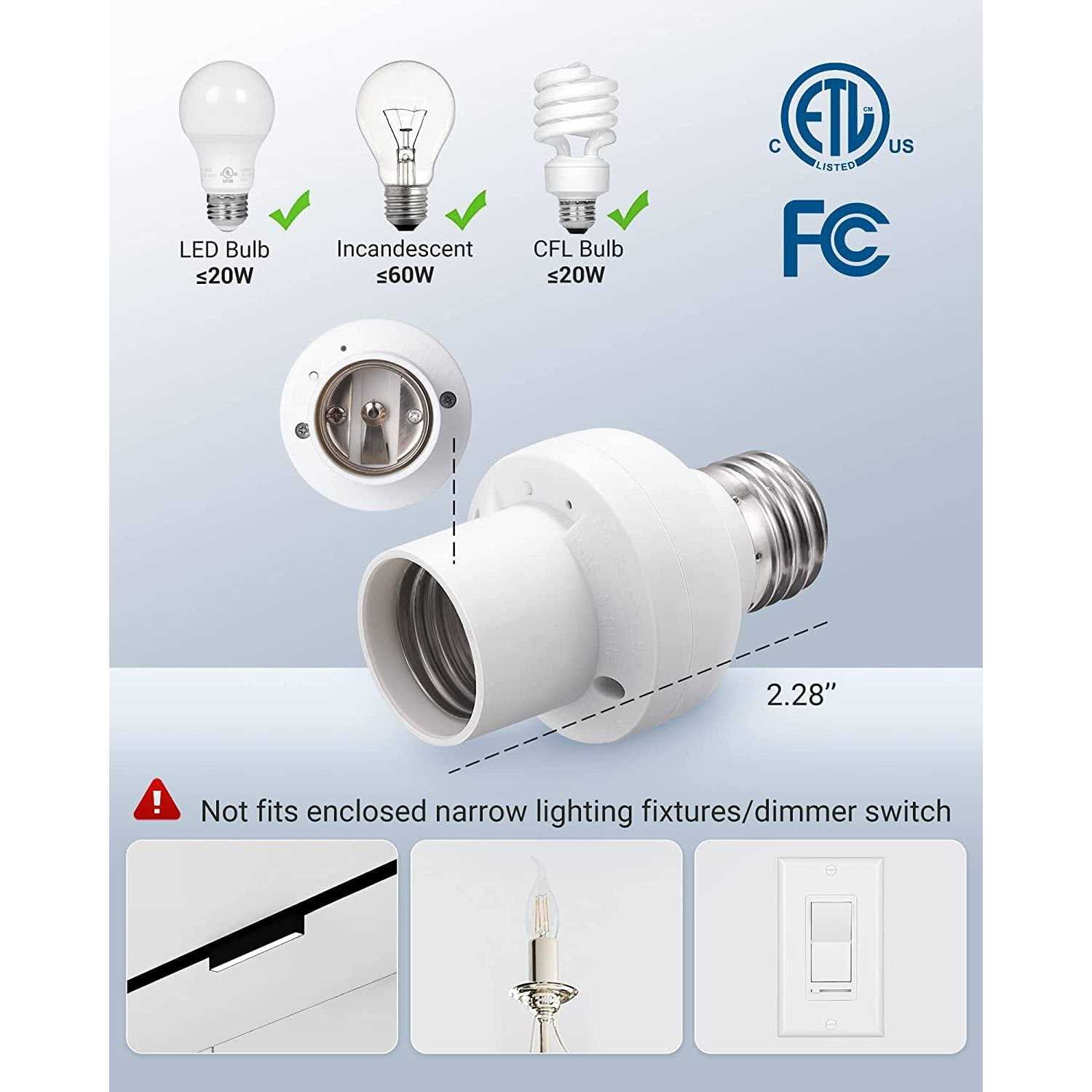 DEWENWILS Remote Control Lamp Light Bulb Socket E26/e27 Base for Pull Chain Light Fixture - Zenithce