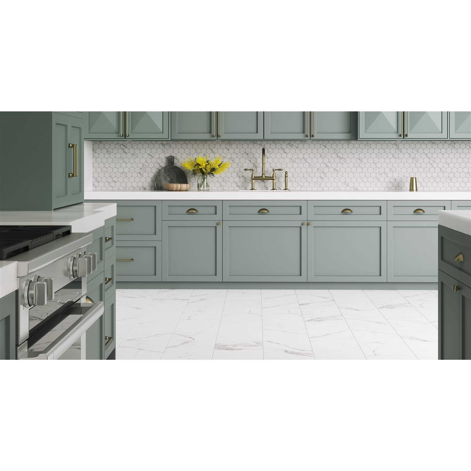 Satori Statuario 12-in x 24 Porcelain Marble Look Floor and Wall Tile 1001 - Zenithce