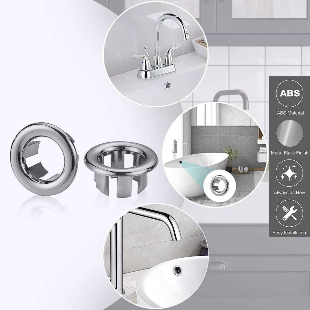 skypia 4 Pcs Sink Overflow Ring Set Bathroom Accessary Kitchen Bathroom Sink Basin Overflow Cover Vanity Sink Overflow Cover - Zenithce