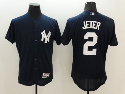 Yankees #2 Derek Jeter Navy Blue Flexbase Authentic Collection Stitched Jersey - Zenithce