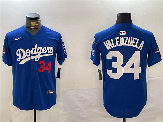 Los Angeles Dodgers #34 Toro Valenzuela Royal 2024 World Series Champions With Fernando Memorial Patch Alternate Limited Stitched Jersey - Zenithce