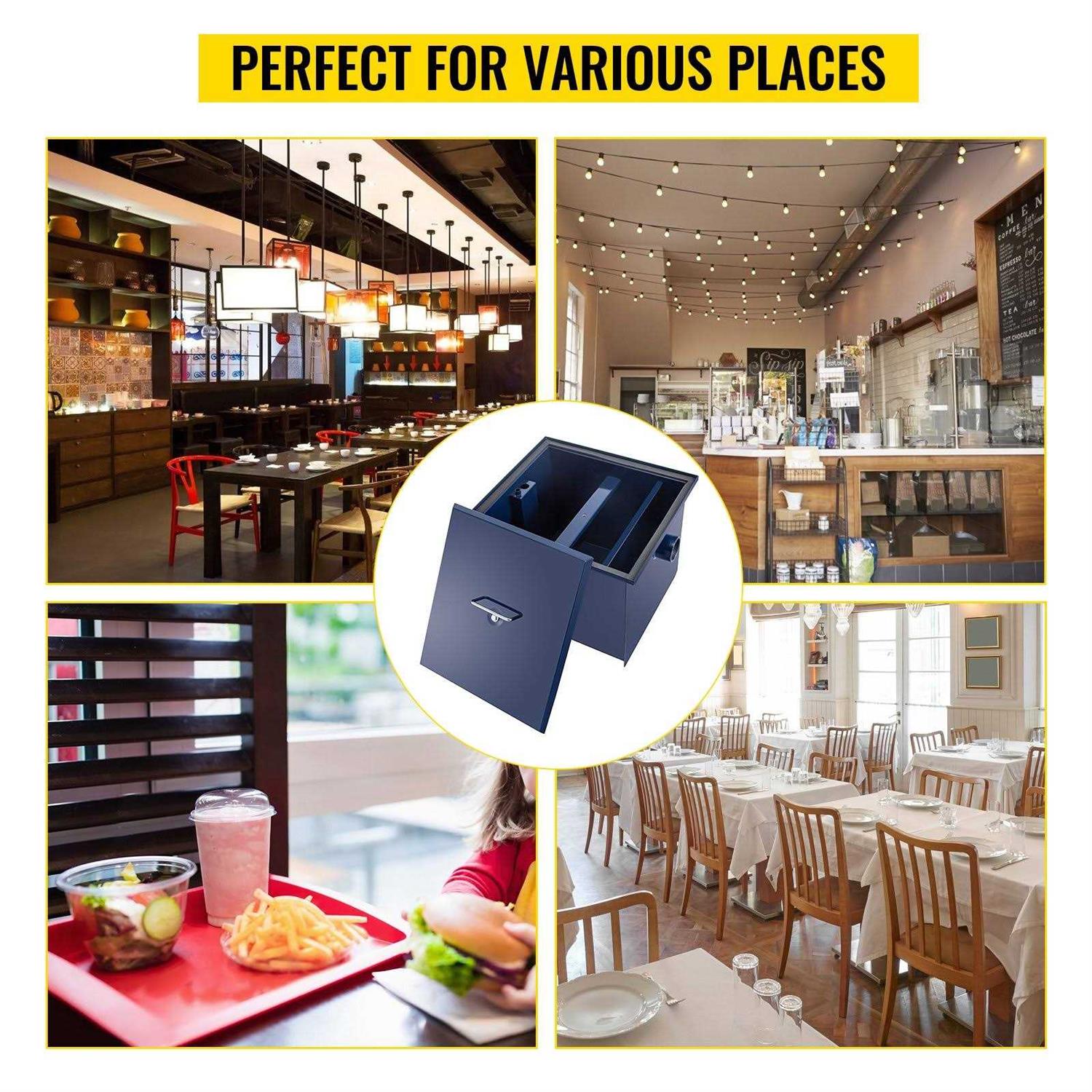 VEVOR Commercial Grease Interceptor Carbon Steel Grease Trap GPM Grease Interceptor Trap with Side Water Inlet Under Sink Grease Trap YSFLQ - Zenithce