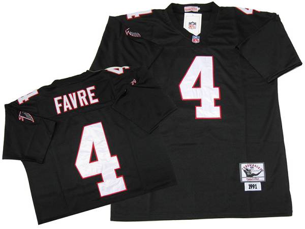 Mitchell Ness Falcons #4 Brett Favre Black Stitched Throwback Jersey - Zenithce