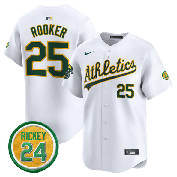 Oakland Athletics #25 Brent Rooker White 2024 Home Limited With Rickey Henderson Patch Stitched Jersey - Zenithce