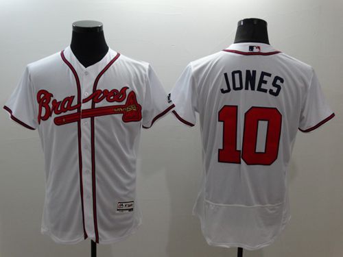 Braves #10 Chipper Jones White Flexbase Authentic Collection Stitched Jersey - Zenithce