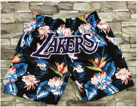 Los Angeles Lakers Ness Floral Fashion Hardwood Classics Soul Swingman Throwback Shorts - Zenithce
