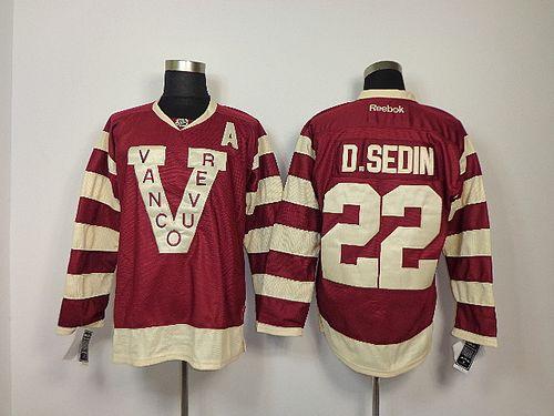 Canucks #22 Daniel Sedin Red Stitched Jersey - Zenithce