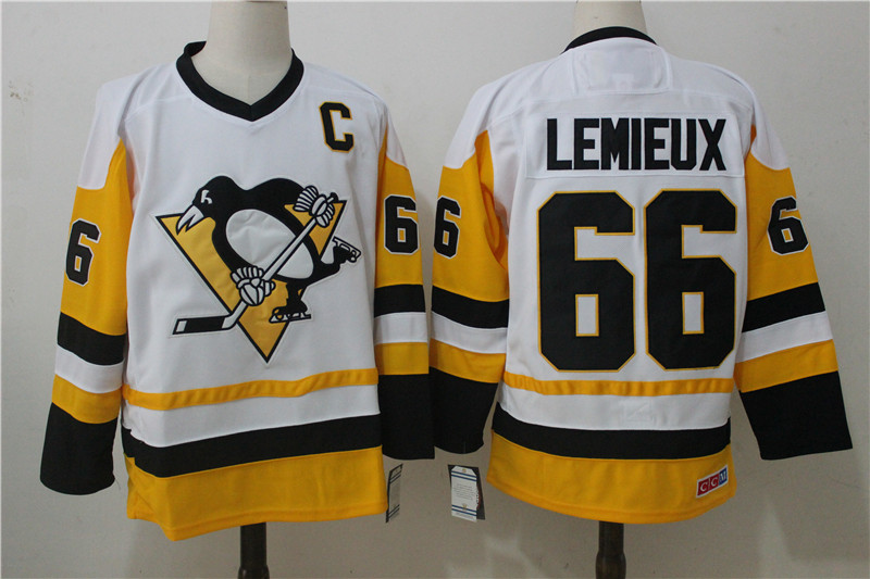 Pittsburgh Penguins #66 Mario Lemieux White Throwback CCM Stitched Jersey - Zenithce