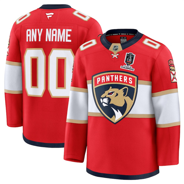 Florida Panthers Custom Red Home 2025 Stanley Cup Champions Patch Stitched Jersey - Zenithce