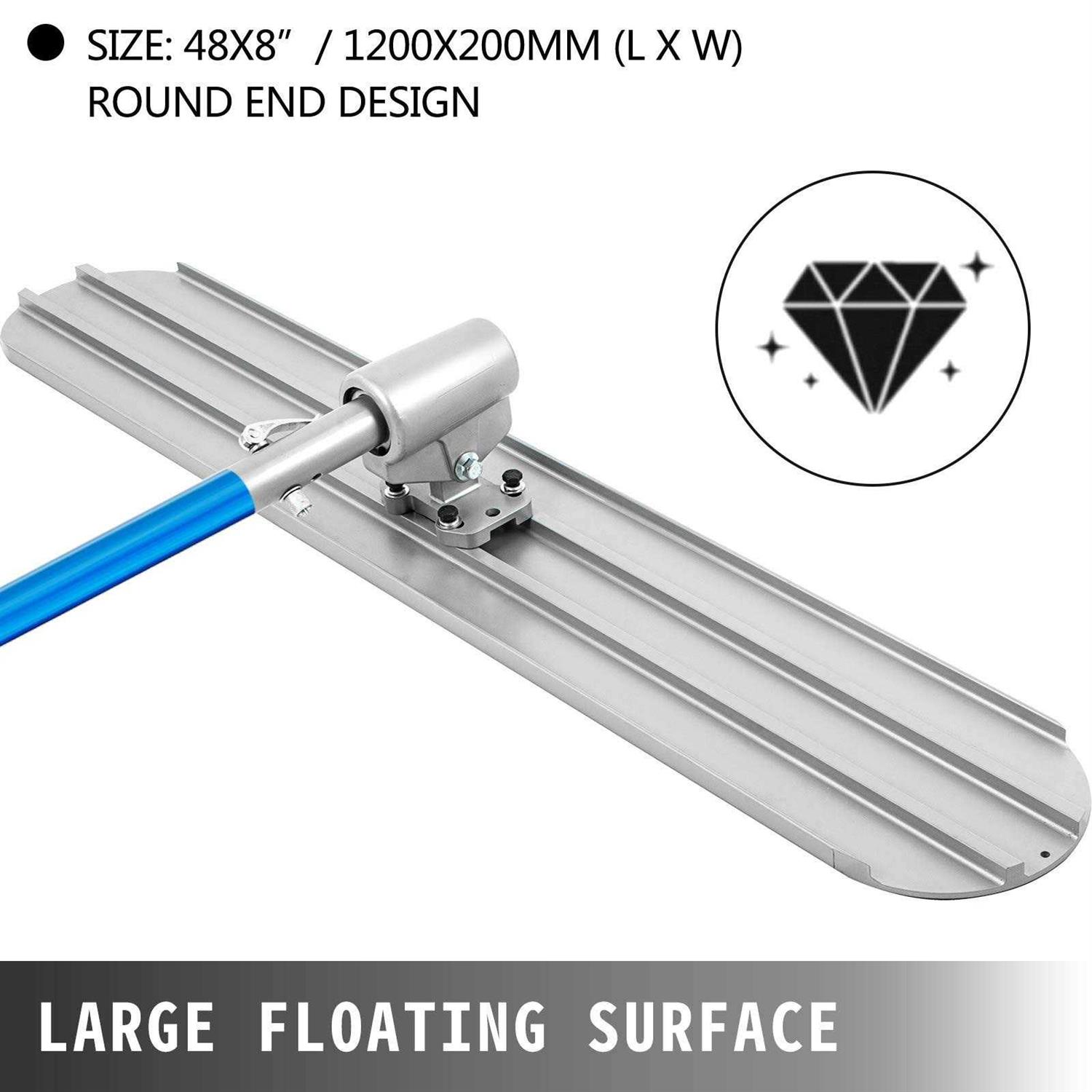 VEVOR Bull Float Magnesium Concrete Float 48 inch x 8 inch Round End Concrete Float Tool Cement Tool Bull Concrete Kit Bull Float with 4 Float Handle 48CSNMZ48X8TYDGJBV0 - Zenithce