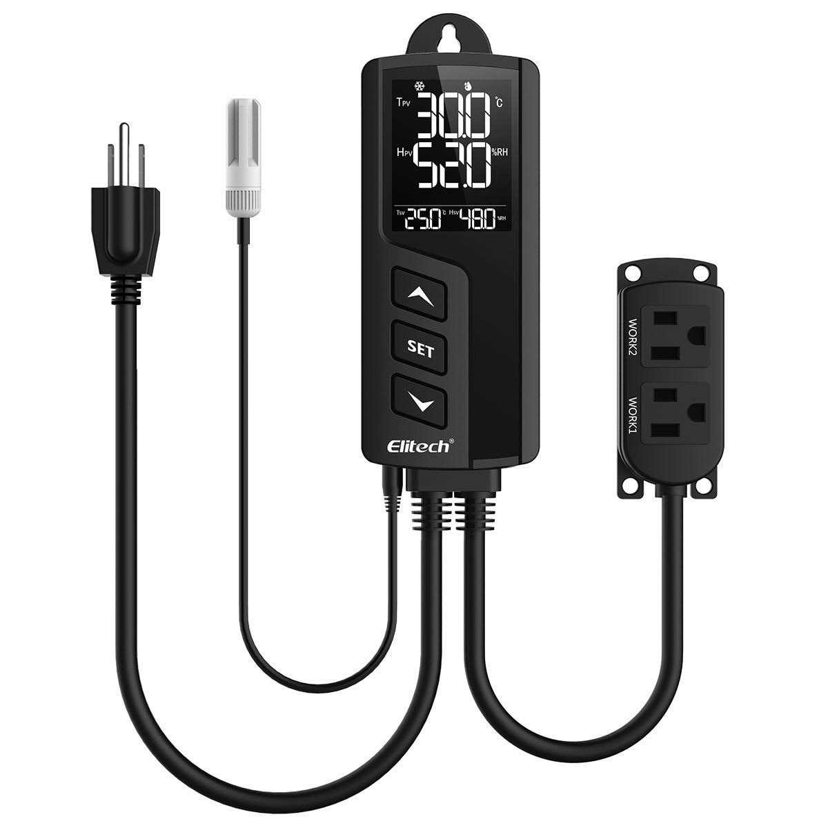 Elitech STC-1000Pro Temperature Controller Thermostat Heating Cooling Outlets Reef Tank Grow Room 1100w 10a - Zenithce