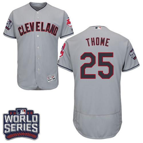 Indians #25 Jim Thome Grey Flexbase Authentic Collection 2016 World Series Bound Stitched Jersey - Zenithce