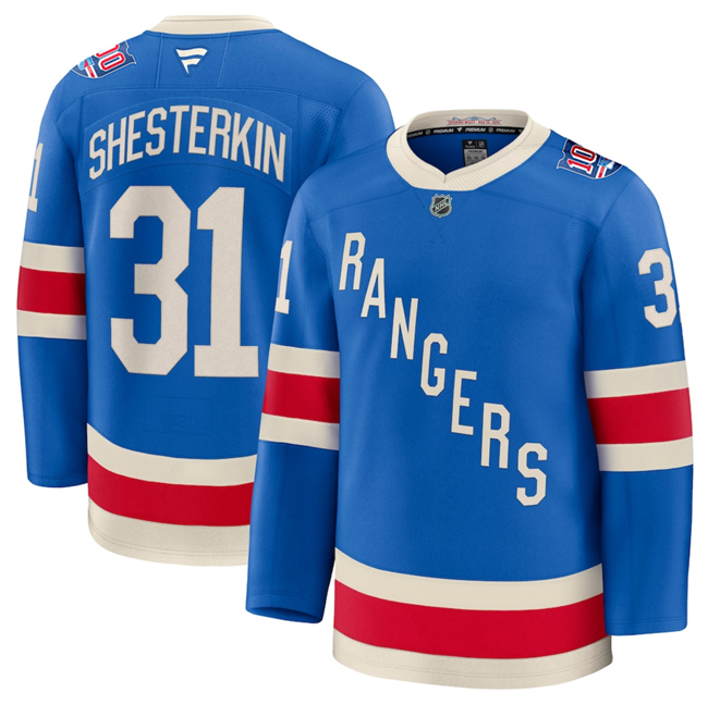 New York Rangers #31 Igor Shesterkin Blue Centennial Stitched Jersey - Zenithce