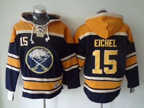 Sabres #15 Jack Eichel Navy Blue Sawyer Hooded Sweatshirt Stitched Jersey - Zenithce