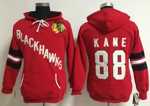Chicago Blackhawks #88 Patrick Kane Red Women's Old Time Heidi NHL Hoodie - Zenithce
