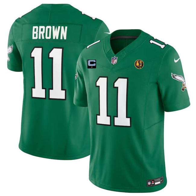 Philadelphia Eagles #11 A. J. Brown Green 2023 F.U.S.E. Throwback With 1-Star C Patch And John Madden Patch Vapor Limited Stitched Jersey - Zenithce