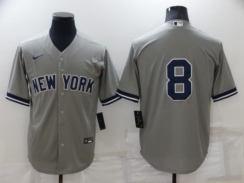 New York Yankees #8 Yogi Berr Grey Cool Base Stitched Baseball Jersey - Zenithce