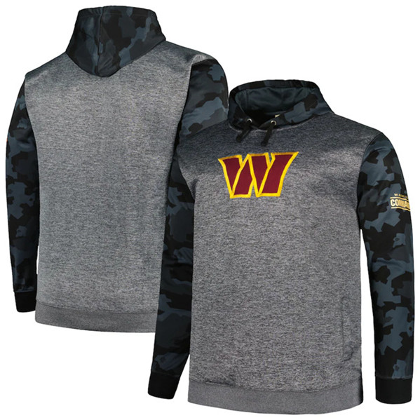Washington Commanders Heather Charcoal Big Tall Camo Pullover Hoodie - Zenithce