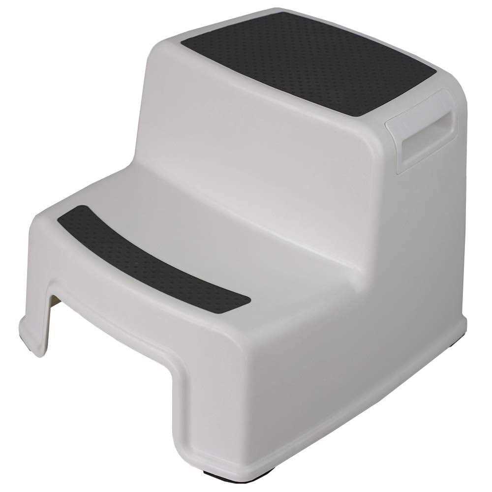 Home Basics Extra Boost 2 Tier Non-Slip Rubber Tread Plastic Step Stool - Zenithce