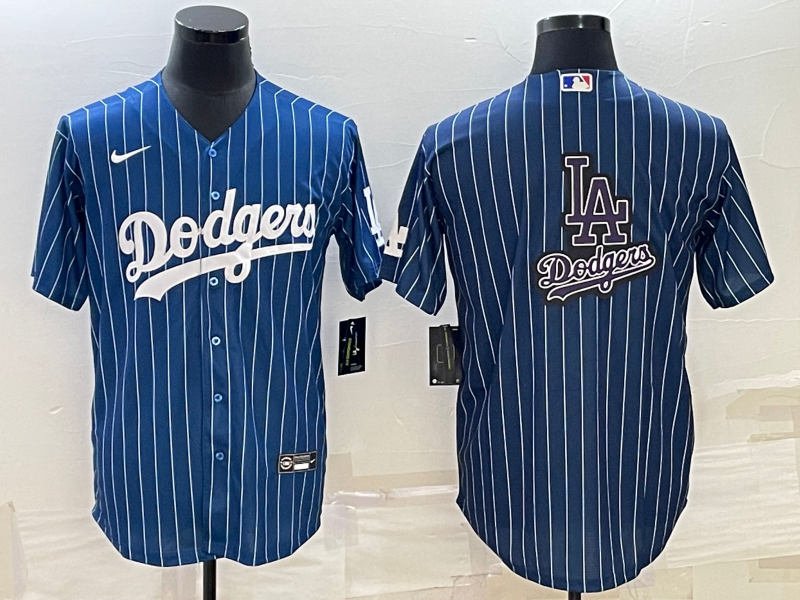 Los Angeles Dodgers Navy Team Big Logo Cool Base Stitched Jersey - Zenithce