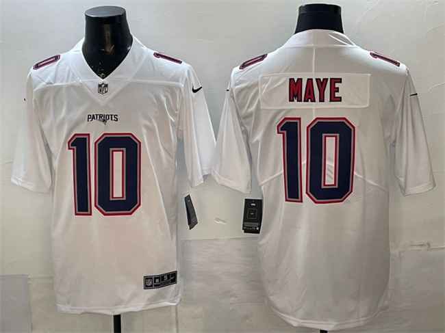 New England Patriots #10 Drake Maye White Fashion Vapor Untouchable Limited Stitched Jersey - Zenithce