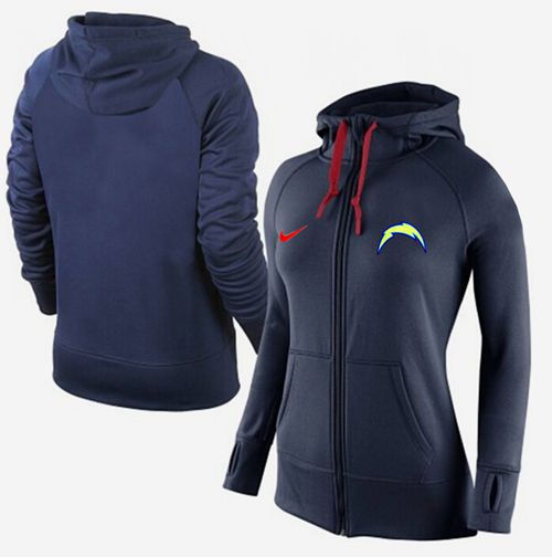 Women's Nike San Diego Chargers Full-Zip Performance Hoodie Dark Blue - Zenithce