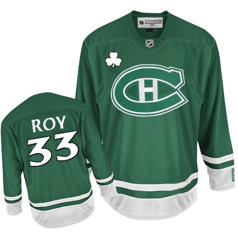 Canadiens St Patty's Day #33 Patrick Roy Green Stitched Jersey - Zenithce