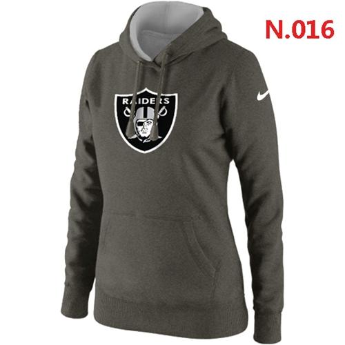 Women's Oakland Raiders Logo Pullover Hoodie Dakr Grey - Zenithce
