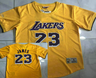 Los Angeles Lakers #23 Lebron James Yellow Short Sleeved AU Throwback Jersey - Zenithce