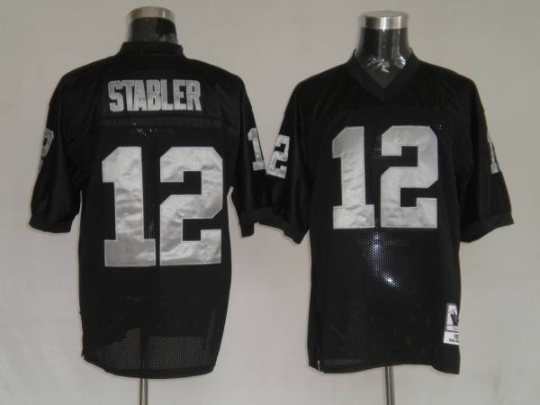 Mitchell And Ness Raiders Kenny Stabler #12 Stitched Black Jersey - Zenithce