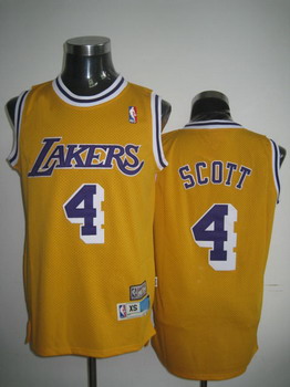 Los Angeles Lakers #4 Byron Scott Yellow Swingman Throwback Jersey - Zenithce