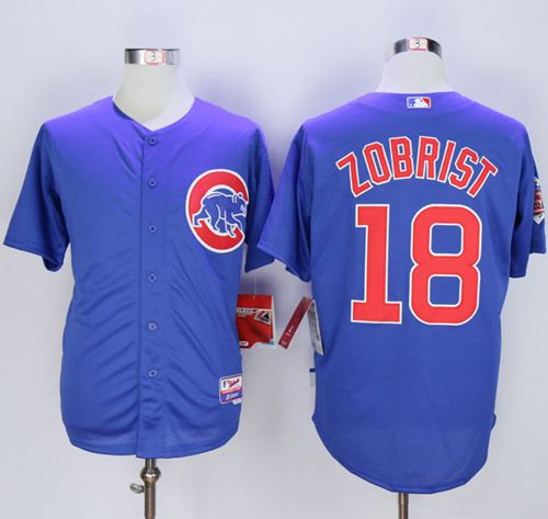 Cubs #18 Ben Zobrist Blue Alternate Cool Base Stitched Jersey - Zenithce