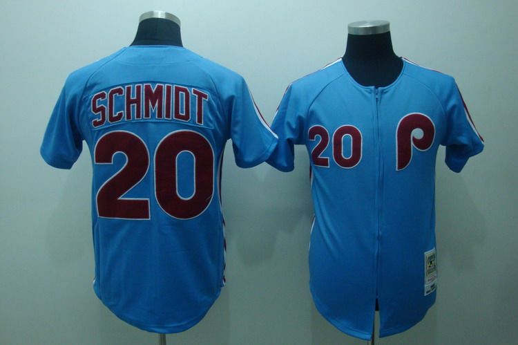 Mitchell And Ness Phillies #20 Mike Schmidt Stitched Blue Throwback Jersey - Zenithce